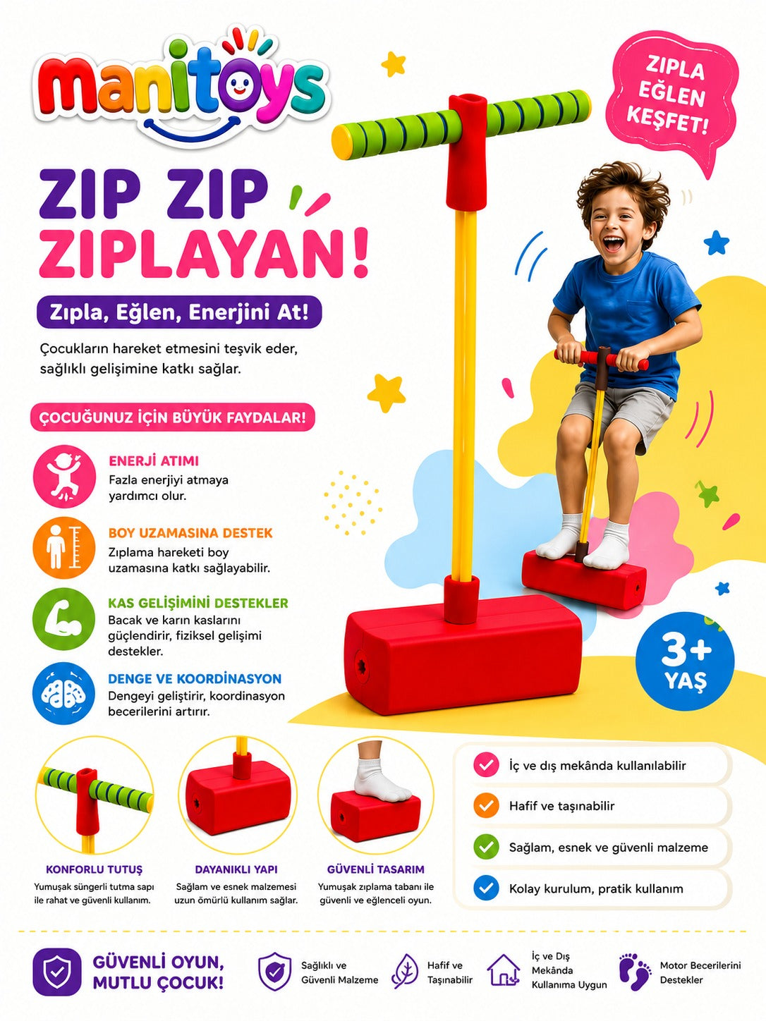 Manitoys Pogo Zıpzıp – Çocuk Denge ve Zıplama Oyuncağı