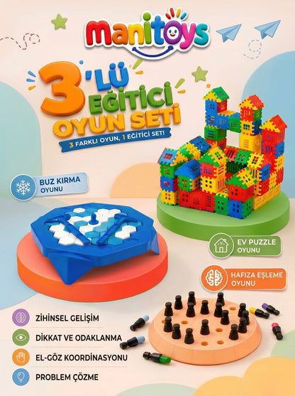Manitoys 3'lü Eğitici Oyun Seti